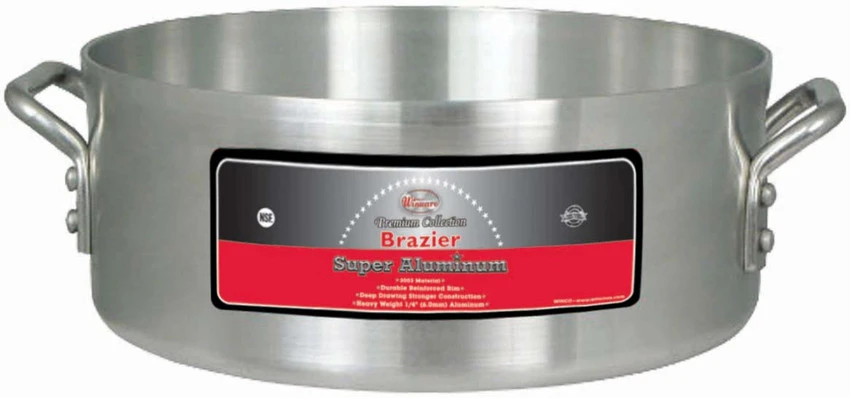 Winco AXHB-15 15 Qt. Aluminum Round Brazier Pan With Cover 3 Winco AXHB-15 15 Qt. Aluminum Round Brazier Pan With Cover