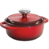 Lodge EC1D43 1.5 Qt. Red Porcelain Enameled Cast Iron Round Dutch Oven With Cover