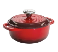 Lodge EC1D43 1.5 Qt. Red Porcelain Enameled Cast Iron Round Dutch Oven With Cover