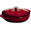 Lodge EC3CC43 3.6 Qt. Red Porcelain Enameled Cast Iron Round Casserole With Cover