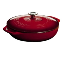 Lodge EC3CC43 3.6 Qt. Red Porcelain Enameled Cast Iron Round Casserole With Cover