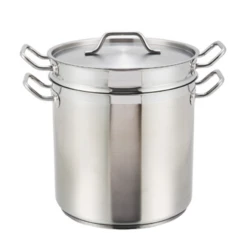 Winco SSDB-8S 8 Qt Stainless Steel / Aluminum Clad Bottom Steamer/Pasta Cooker