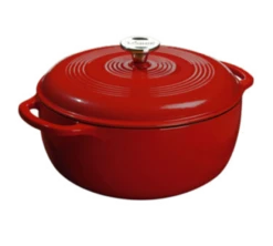 Lodge EC6D43 6 Qt. Red Porcelain Enameled Cast Iron Round Dutch Oven With Cover