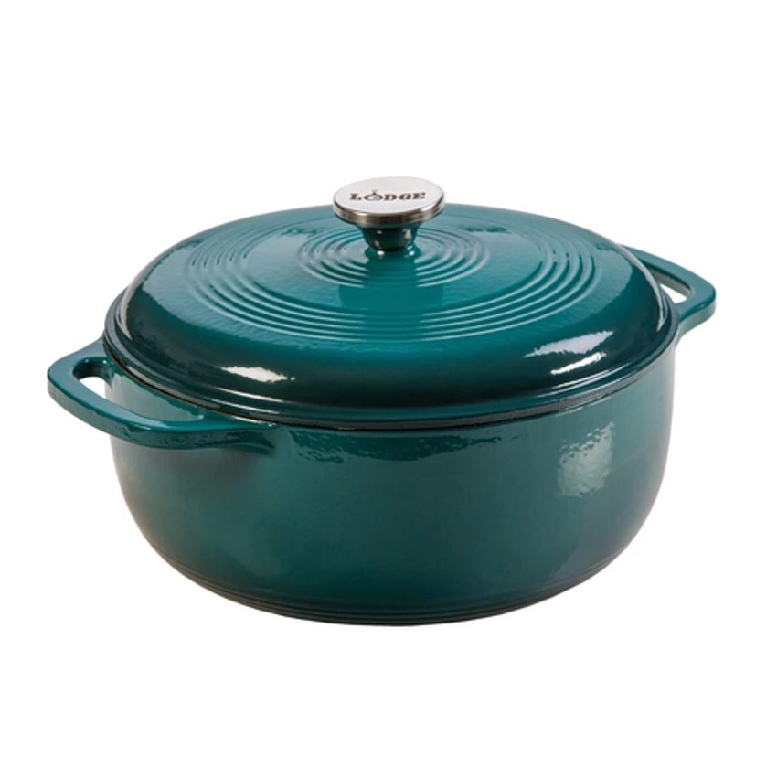 Lodge EC6D38 6 Qt. Lagoon Porcelain Enameled Cast Iron Round Dutch Oven With Cover 3 Lodge EC6D38 6 Qt. Lagoon Porcelain Enameled Cast Iron Round Dutch Oven With Cover