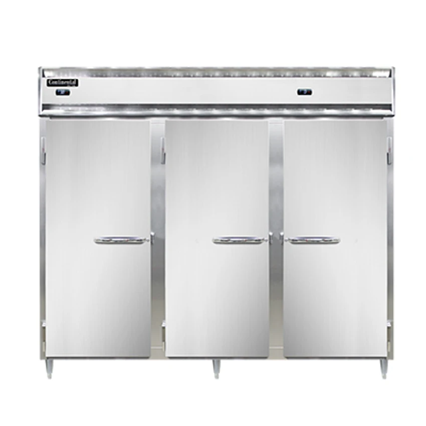 Continental Refrigerator DL3RFFES 85.5" W Three-Section Solid Door Reach-In Designer Line Refrigerator/Freezer 3 Continental Refrigerator DL3RFFES 85.5" W Three-Section Solid Door Reach-In Designer Line Refrigerator/Freezer