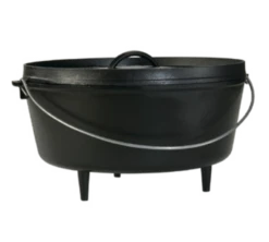 Lodge L14DCO3 14.5625" Round Cast Iron With Wire Bail Handle Camp Dutch Oven