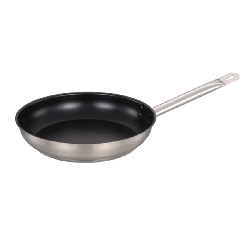 Omcan USA 85272 9" Dia. Stainless Steel Riveted Handle Frying Pan 3 Omcan USA 85272 9" Dia. Stainless Steel Riveted Handle Frying Pan