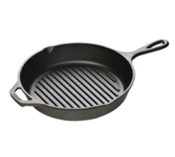 Lodge L8GP3 10.5" Dia. X 2.62" H With Helper Handle Cast Iron Grill Pan (3 Each Per Case)