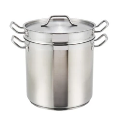 Winco SSDB-20S 20 Qt Stainless Steel / Aluminum Clad Bottom Steamer/Pasta Cooker