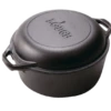 Lodge L8DD3 10.7" Round Cast Iron With Loop Handles Double Dutch Oven