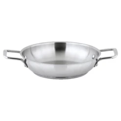 Winco SSOP-9 9.5" Round Stainless Steel Induction Omelet Pan With Handles