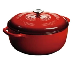 Lodge EC7D43 7.5 Qt. Round Red Porcelain Enameled Cast Iron Dutch Oven