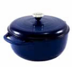 Lodge EC6D32 6 Qt. Indigo Porcelain Enameled Cast Iron Round Dutch Oven With Cover