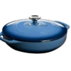 Lodge EC3CC33 3.6 Qt. Blue Porcelain Enameled Cast Iron Round Casserole With Cover