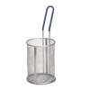 TableCraft Products 985 5 1/4" Dia. X 7" H Round 18/8 Stainless Steel Pasta Basket With Blue Cool-To-Touch PVC Handle