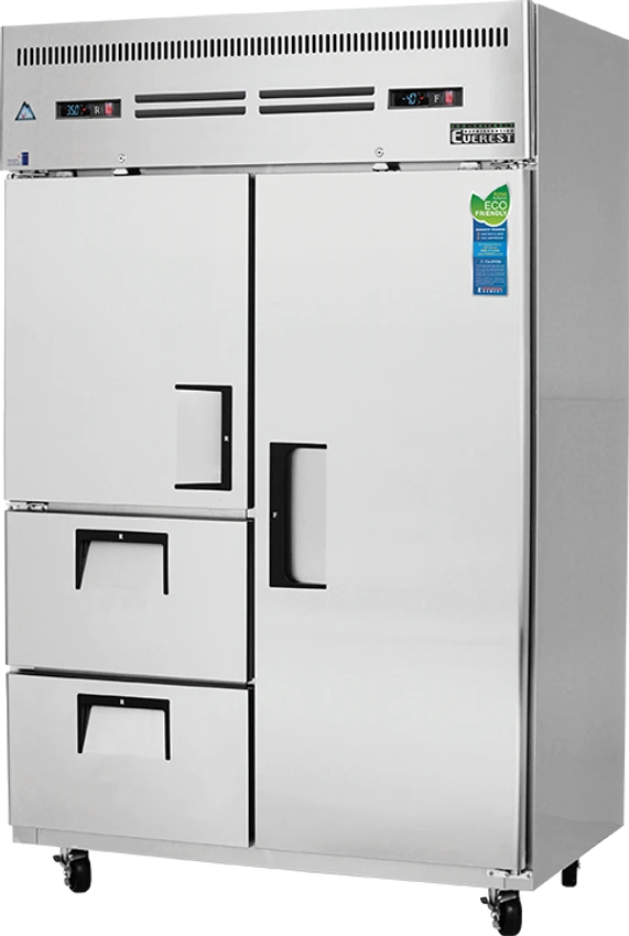 Everest Refrigeration ESRF2D2 49.63" W Two-Section Solid Door Reach-In Dual Temperature Refrigerator/Freezer Combo 3 Everest Refrigeration ESRF2D2 49.63" W Two-Section Solid Door Reach-In Dual Temperature Refrigerator/Freezer Combo