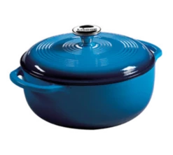 Lodge EC4D33 4.6 Qt. Blue Porcelain Enameled Cast Iron Round Dutch Oven With Cover