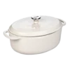 Lodge EC7OD13 7 Qt. Round Oyster White Porcelain Enameled Cast Iron Dutch Oven