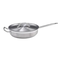 Winco SSet-5 12.38" 5 Qt. Stainless Steel And Aluminum Premium Induction Saute Pan