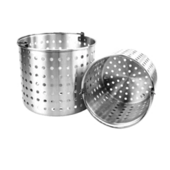 Thunder Group ALSKBK002 Aluminum Mirror Finish Perforated Steamer Basket Fits 16 Qt. Pot