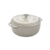 Lodge EC6D13 6 Qt. Oyster White Porcelain Enameled Cast Iron Round Dutch Oven With Cover