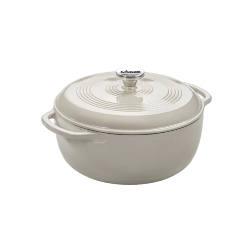 Lodge EC6D13 6 Qt. Oyster White Porcelain Enameled Cast Iron Round Dutch Oven With Cover 3 Lodge EC6D13 6 Qt. Oyster White Porcelain Enameled Cast Iron Round Dutch Oven With Cover