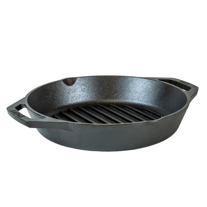 Lodge L8GPL 10.25" Dia. X 2" H Dual Handled Cast Iron Grill Pan (3 Each Per Case) 4 Lodge L8GPL 10.25" Dia. X 2" H Dual Handled Cast Iron Grill Pan (3 Each Per Case) - Image 2