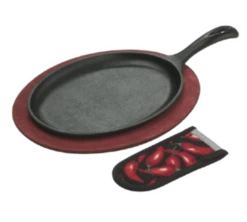 Lodge LFSR3 9.5" W X 1.6" D Cast Iron Oval Fajita Set (6 Set Per Case)