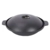 Winco CSW-75 7" 19 Oz. Cast Iron Black Round Mini Casserole Wok (1 Set)