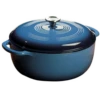 Lodge EC7D33 7.5 Qt. Blue Porcelain Enameled Cast Iron Round Dutch Oven With Cover