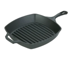 Lodge L8SGP3 10.5" Dia. X 2.62" H Square With Helper Handle Cast Iron Grill Pan (3 Each Per Case)