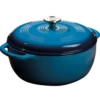 Lodge EC6D33 6 Qt. Blue Porcelain Enameled Cast Iron Round Dutch Oven With Cover