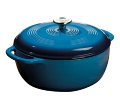 Lodge EC6D33 6 Qt. Blue Porcelain Enameled Cast Iron Round Dutch Oven With Cover