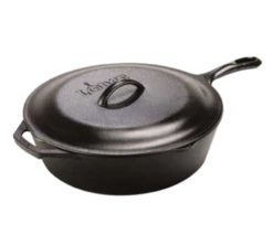 Lodge L10CF3 12.9" Round Cast Iron With Lid And Handle Skillet