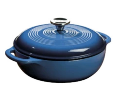 Lodge EC3D33 3 Qt. Blue Porcelain Enameled Cast Iron Round Dutch Oven With Cover