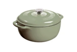 Lodge EC6D50 6 Qt. Round Desert Sage Porcelain Enameled Cast Iron Dutch Oven